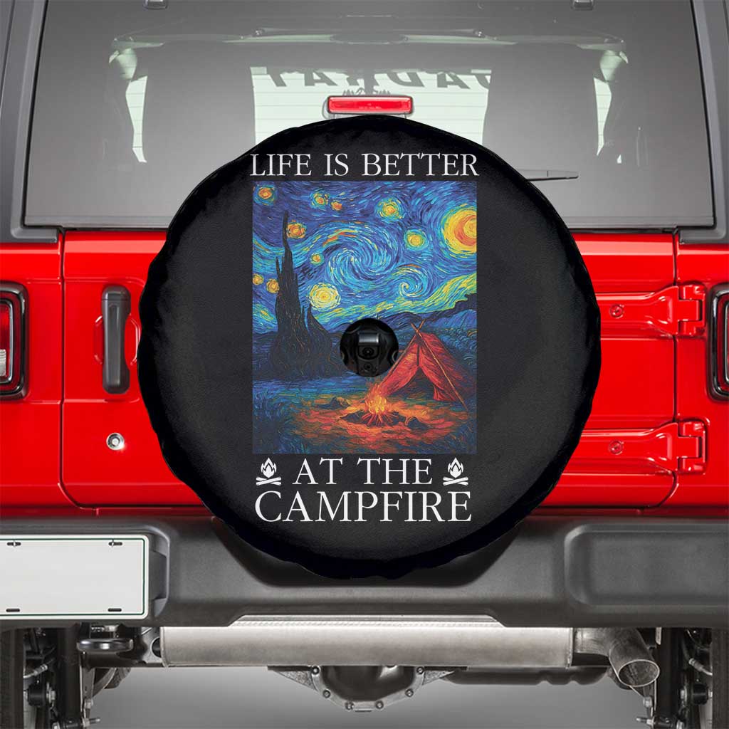 Funny Camping Spare Tire Cover Life Is Better At The Campfire TS14 Black Print Your Wear