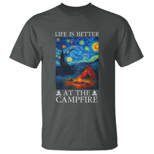 Funny Camping T Shirt Life Is Better At The Campfire TS14 Dark Heather Print Your Wear