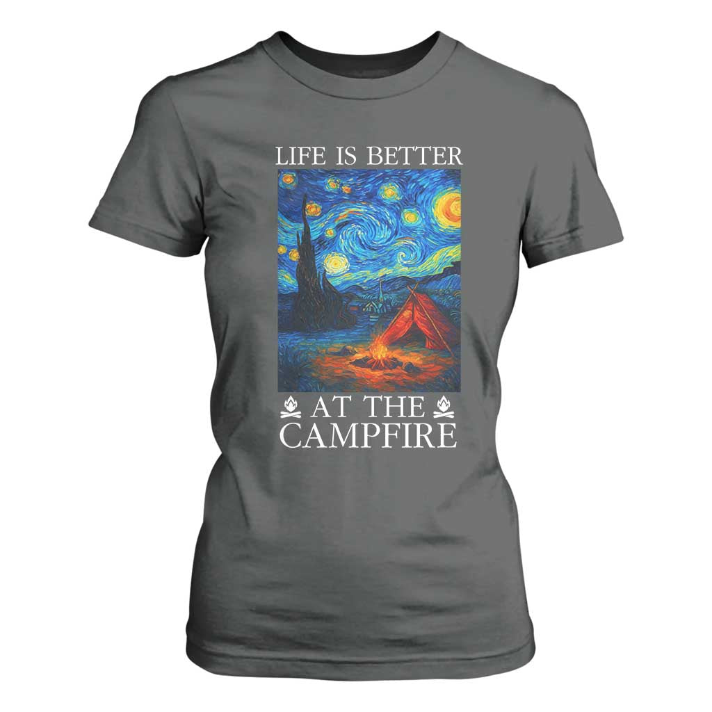 Funny Camping T Shirt For Women Life Is Better At The Campfire TS14 Dark Heather Print Your Wear