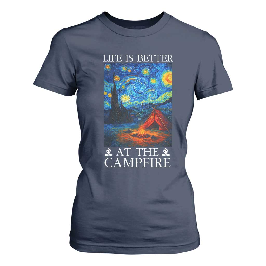 Funny Camping T Shirt For Women Life Is Better At The Campfire TS14 Navy Print Your Wear