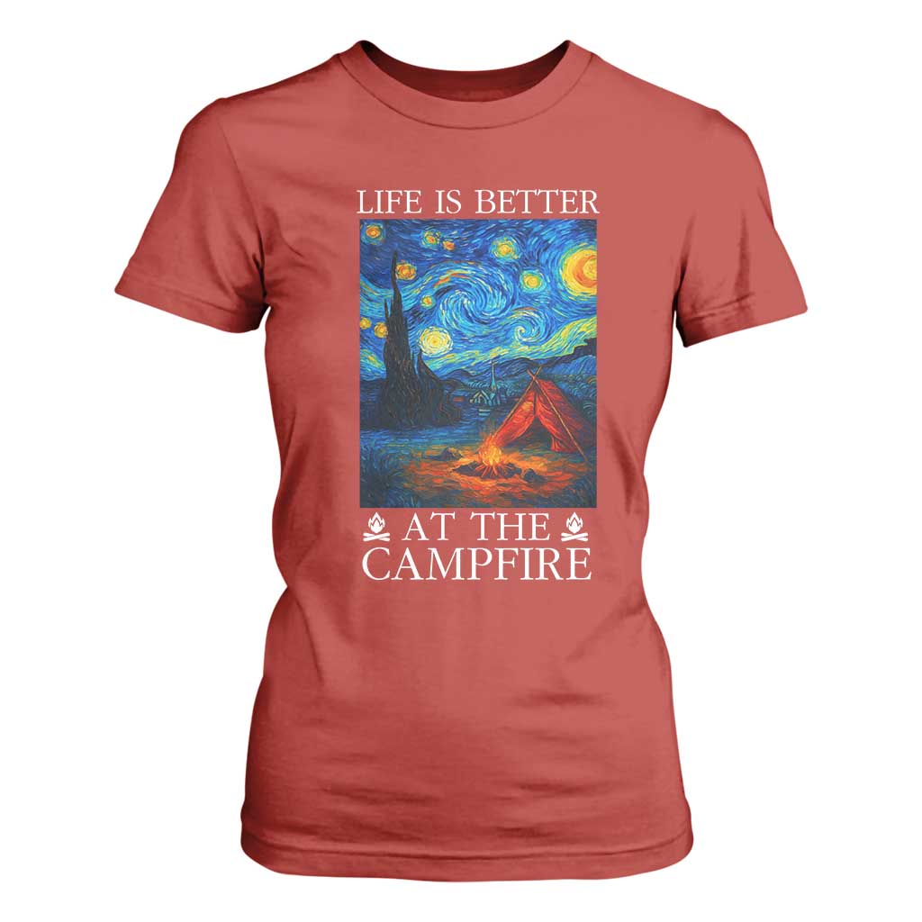 Funny Camping T Shirt For Women Life Is Better At The Campfire TS14 Red Print Your Wear