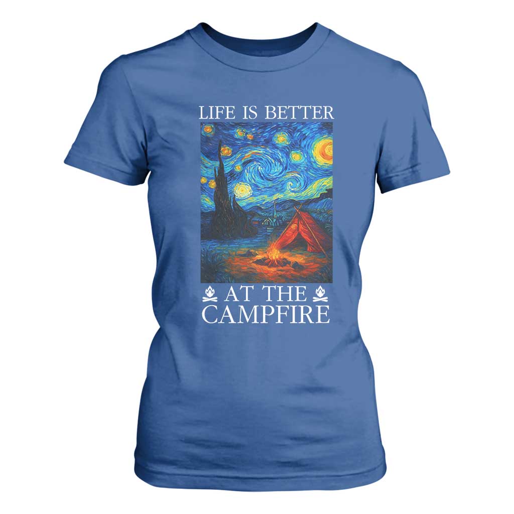 Funny Camping T Shirt For Women Life Is Better At The Campfire TS14 Royal Blue Print Your Wear
