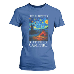 Funny Camping T Shirt For Women Life Is Better At The Campfire TS14 Royal Blue Print Your Wear