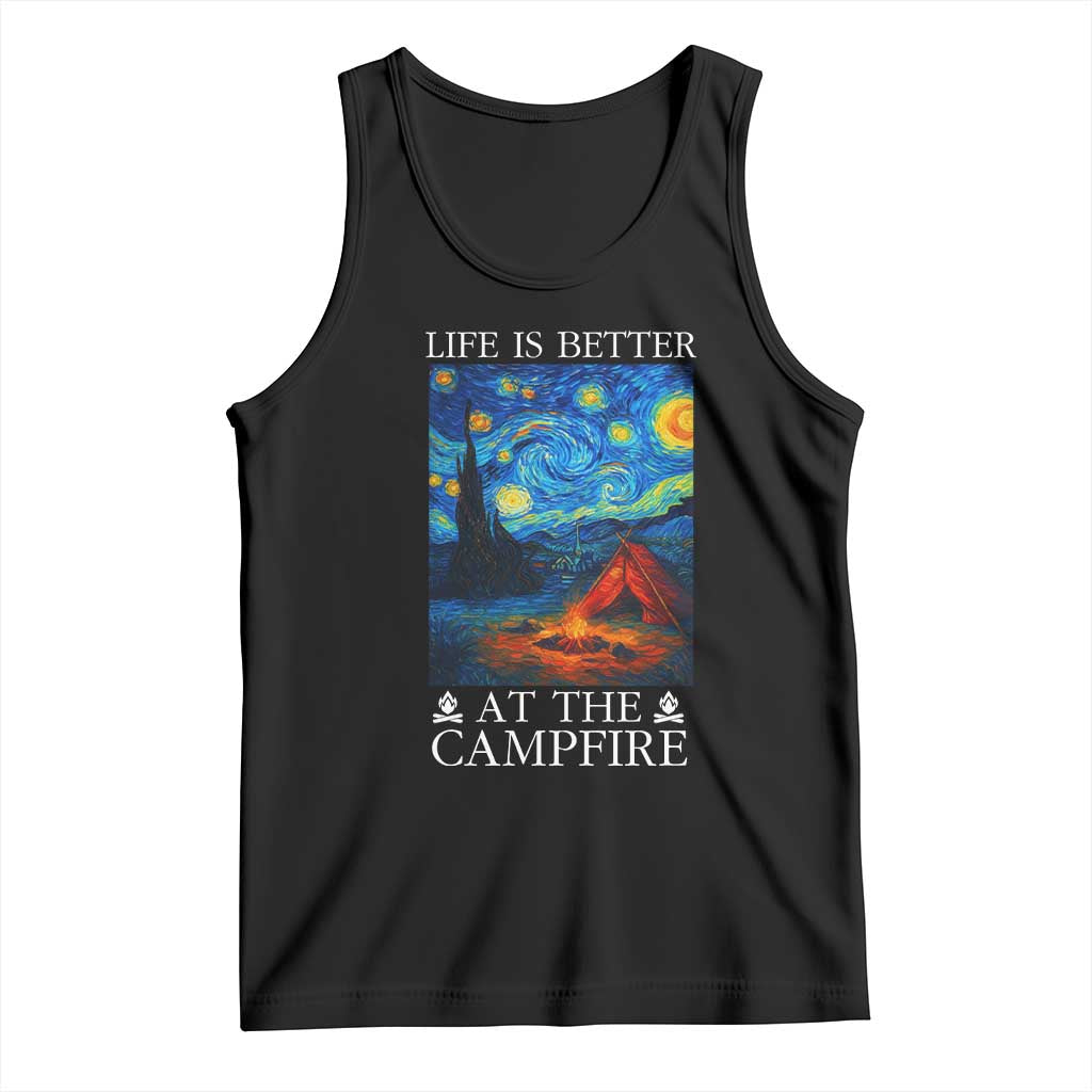 Funny Camping Tank Top Life Is Better At The Campfire TS14 Black Print Your Wear