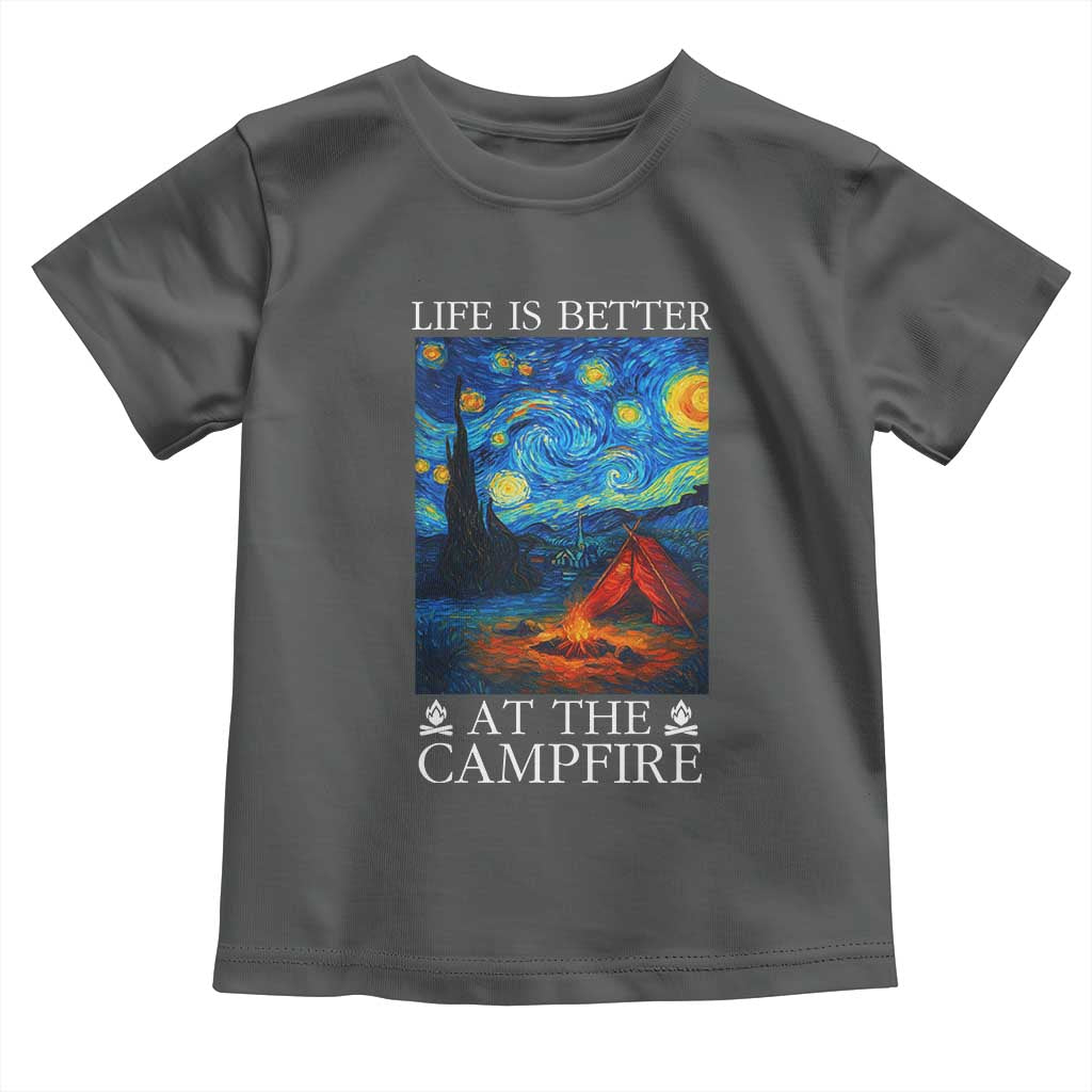 Funny Camping Toddler T Shirt Life Is Better At The Campfire TS14 Dark Heather Print Your Wear