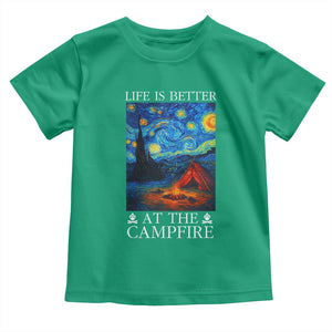 Funny Camping Toddler T Shirt Life Is Better At The Campfire TS14 Irish Green Print Your Wear