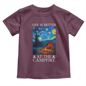 Funny Camping Toddler T Shirt Life Is Better At The Campfire TS14 Maroon Print Your Wear