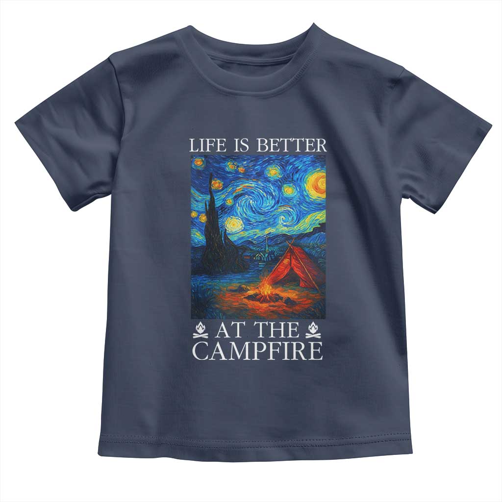 Funny Camping Toddler T Shirt Life Is Better At The Campfire TS14 Navy Print Your Wear