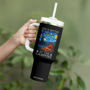Funny Camping Tumbler With Handle Life Is Better At The Campfire TS14 Print Your Wear