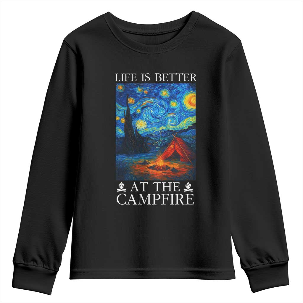 Funny Camping Youth Sweatshirt Life Is Better At The Campfire TS14 Black Print Your Wear