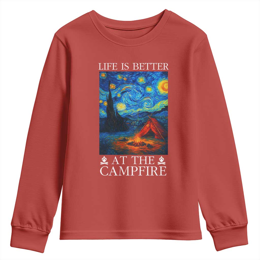 Funny Camping Youth Sweatshirt Life Is Better At The Campfire TS14 Red Print Your Wear