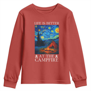 Funny Camping Youth Sweatshirt Life Is Better At The Campfire TS14 Red Print Your Wear