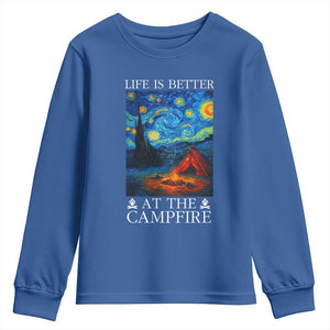 Funny Camping Youth Sweatshirt Life Is Better At The Campfire TS14 Royal Blue Print Your Wear