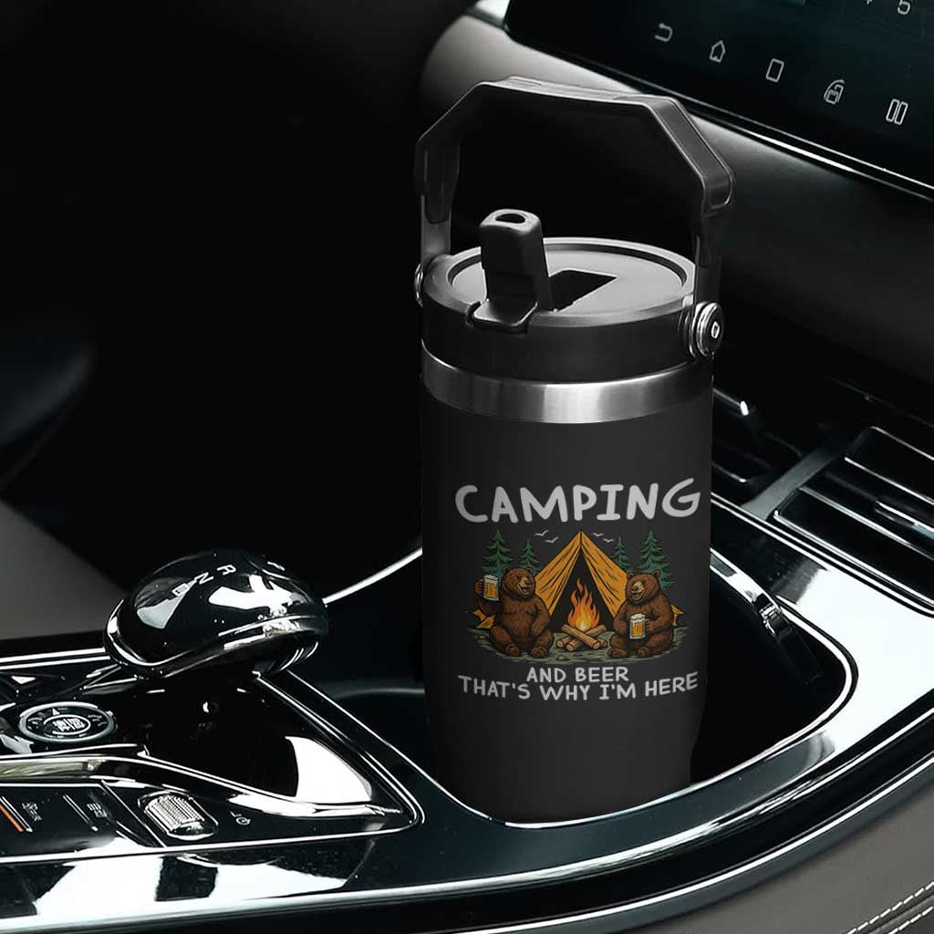 Funny Camping Beer Flip Straw Tumbler Bear Drinking Lover Gift TS14 Print Your Wear