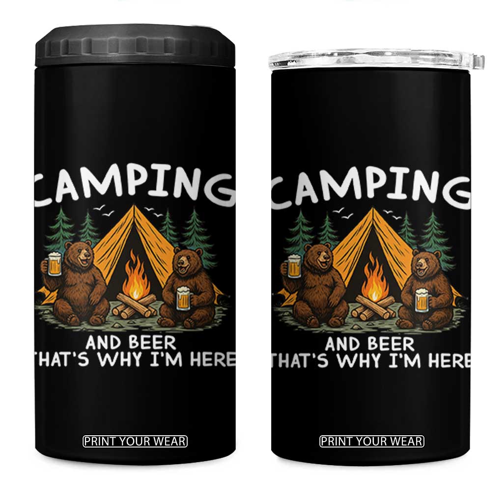 Funny Camping Beer 4 in 1 Can Cooler Tumbler Bear Drinking Lover Gift TS14 One Size: 16 oz Black Print Your Wear