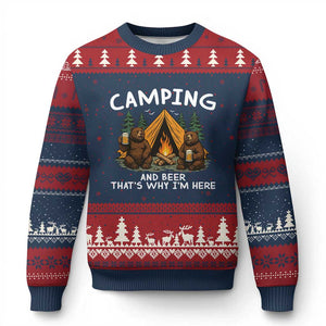 Funny Camping Beer Ugly Christmas Sweater Bear Drinking Lover Gift TS14 Navy Red Print Your Wear