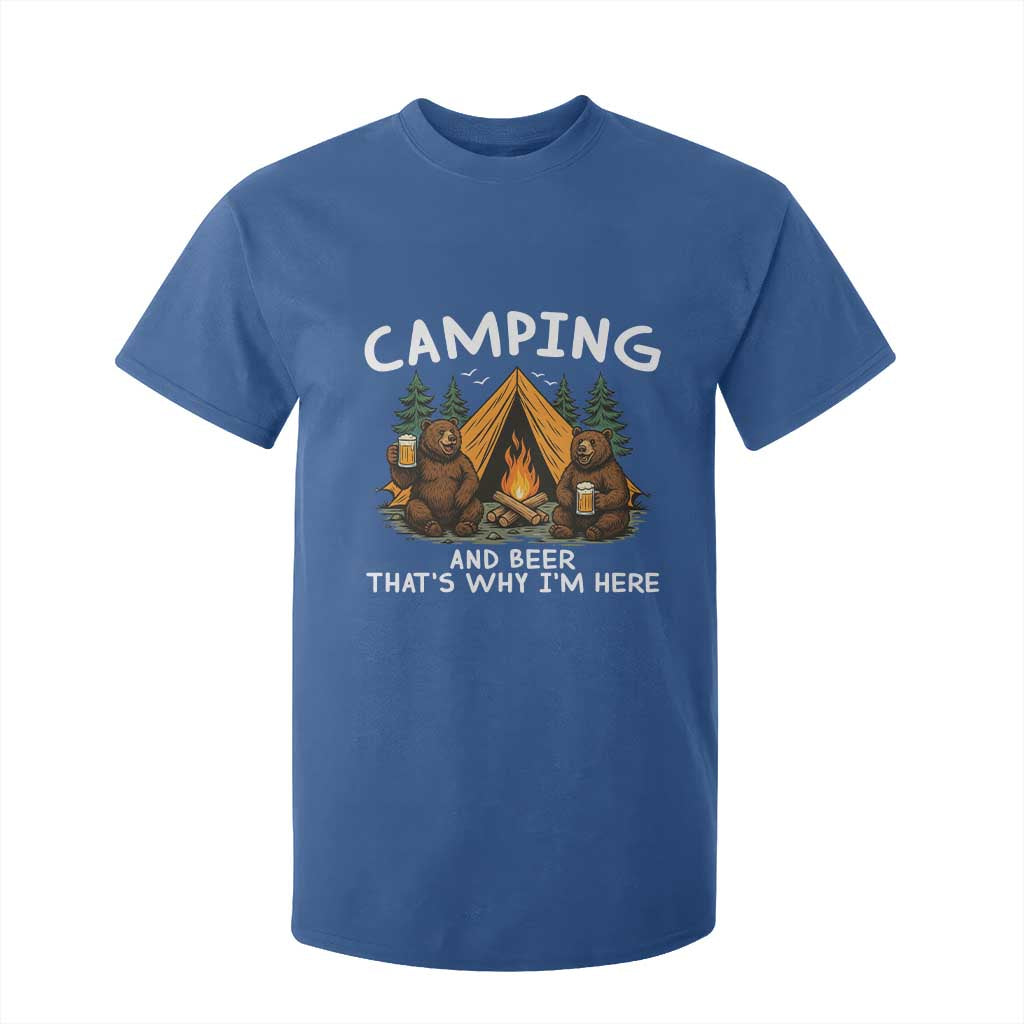 Funny Camping Beer T Shirt For Kid Bear Drinking Lover Gift TS14 Royal Blue Print Your Wear