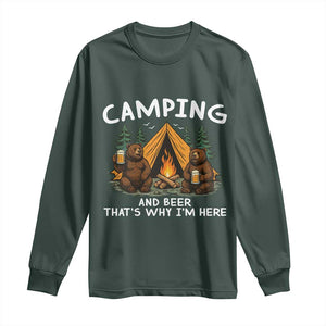 Funny Camping Beer Long Sleeve Shirt Bear Drinking Lover Gift TS14 Dark Forest Green Print Your Wear