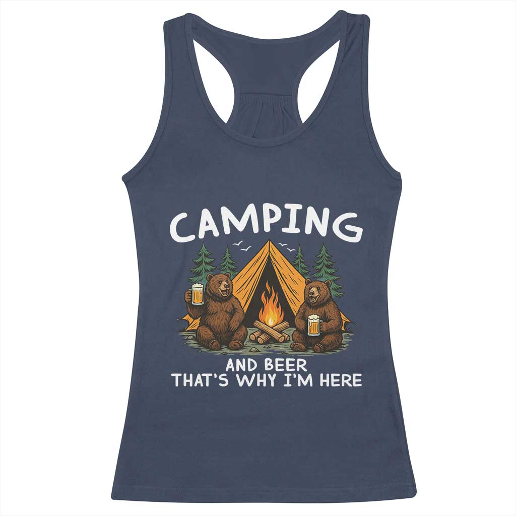 Funny Camping Beer Racerback Tank Top Bear Drinking Lover Gift TS14 Navy Print Your Wear