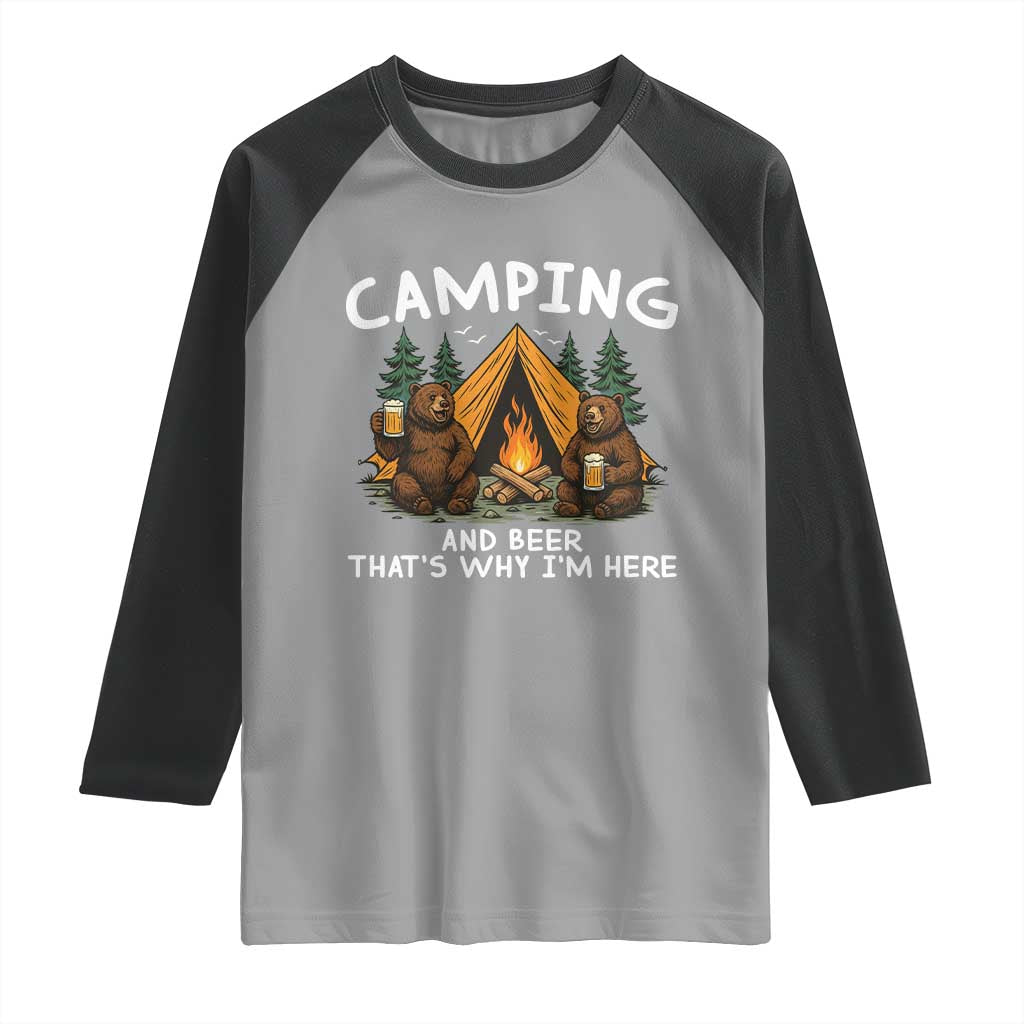 Funny Camping Beer Raglan Shirt Bear Drinking Lover Gift TS14 Sport Gray Black Print Your Wear
