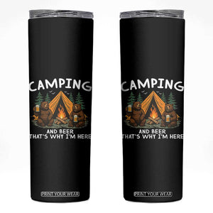Funny Camping Beer Skinny Tumbler Bear Drinking Lover Gift TS14 Black Print Your Wear