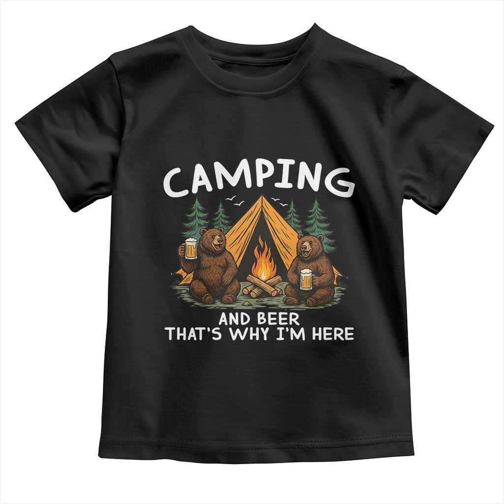 Funny Camping Beer Toddler T Shirt Bear Drinking Lover Gift TS14 Black Print Your Wear