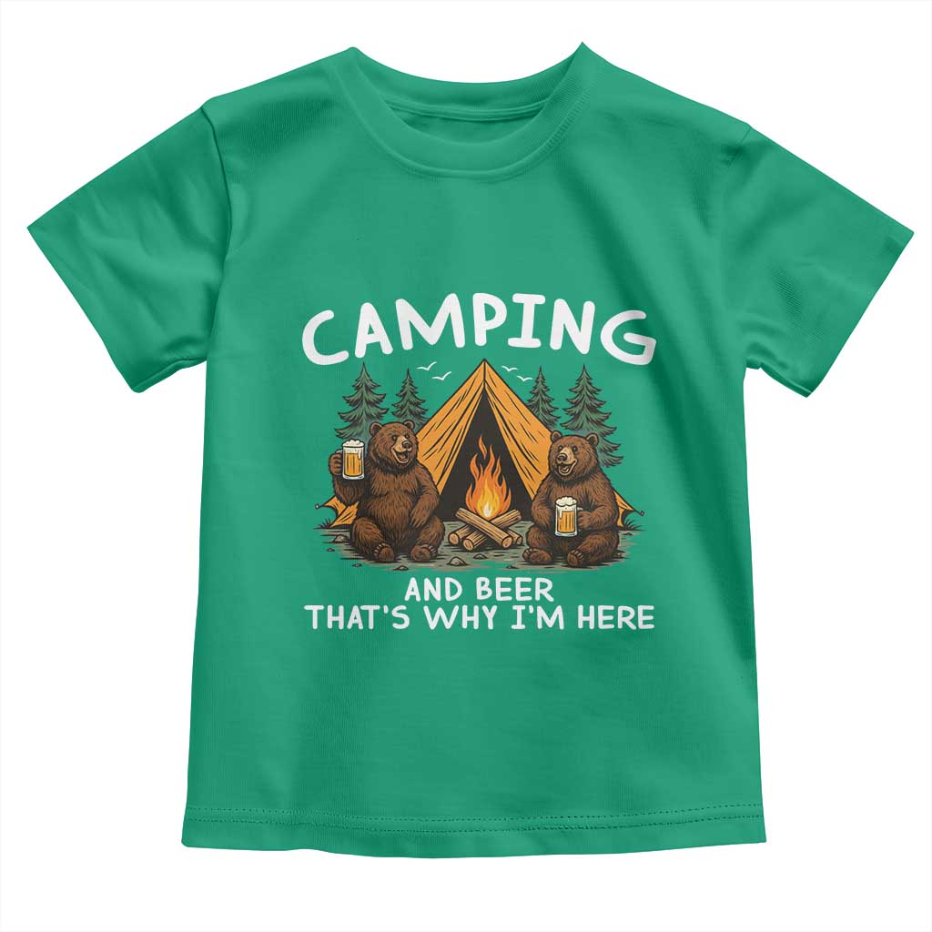 Funny Camping Beer Toddler T Shirt Bear Drinking Lover Gift TS14 Irish Green Print Your Wear