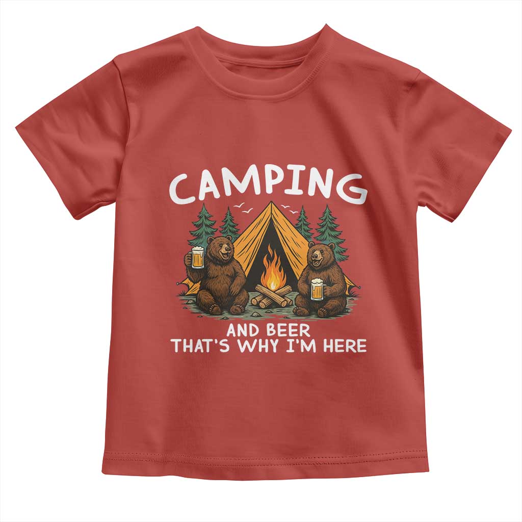 Funny Camping Beer Toddler T Shirt Bear Drinking Lover Gift TS14 Red Print Your Wear