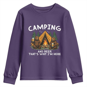 Funny Camping Beer Youth Sweatshirt Bear Drinking Lover Gift TS14 Purple Print Your Wear