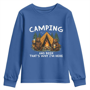 Funny Camping Beer Youth Sweatshirt Bear Drinking Lover Gift TS14 Royal Blue Print Your Wear