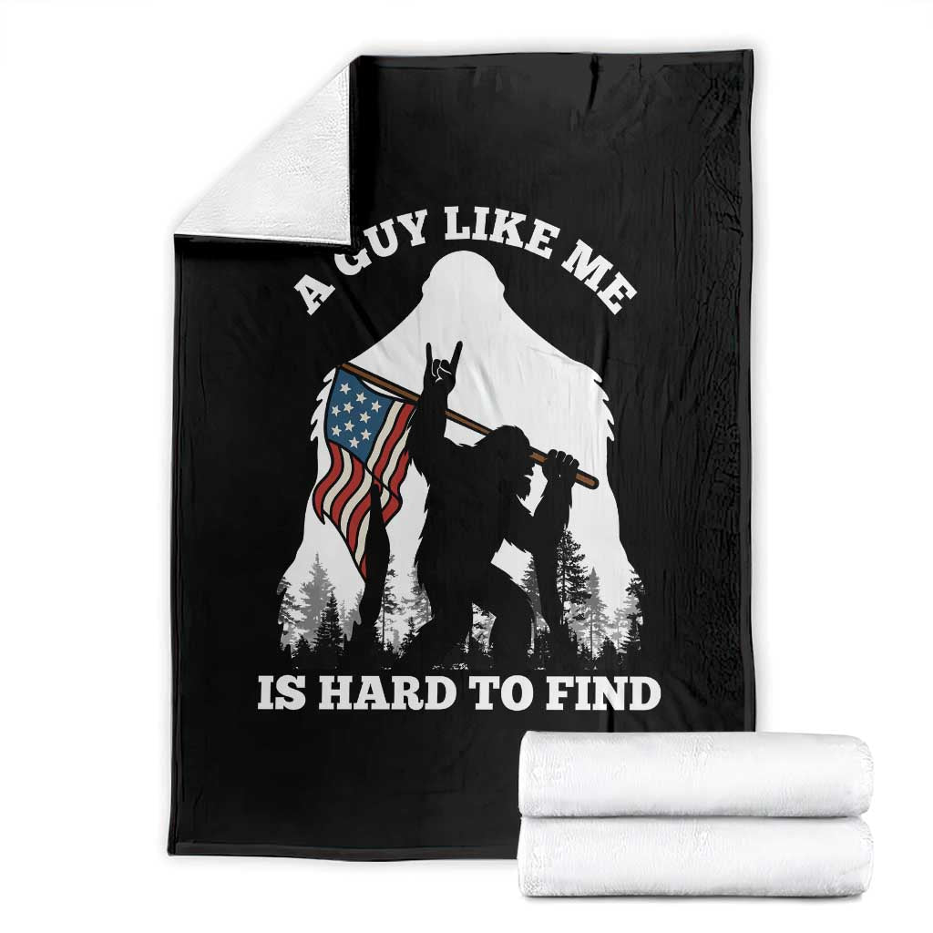 Bigfoot Patriotic American Flag Throw Blanket Funny Sasquatch A Guy Like Me Is Hard To Find TS14 Black Print Your Wear