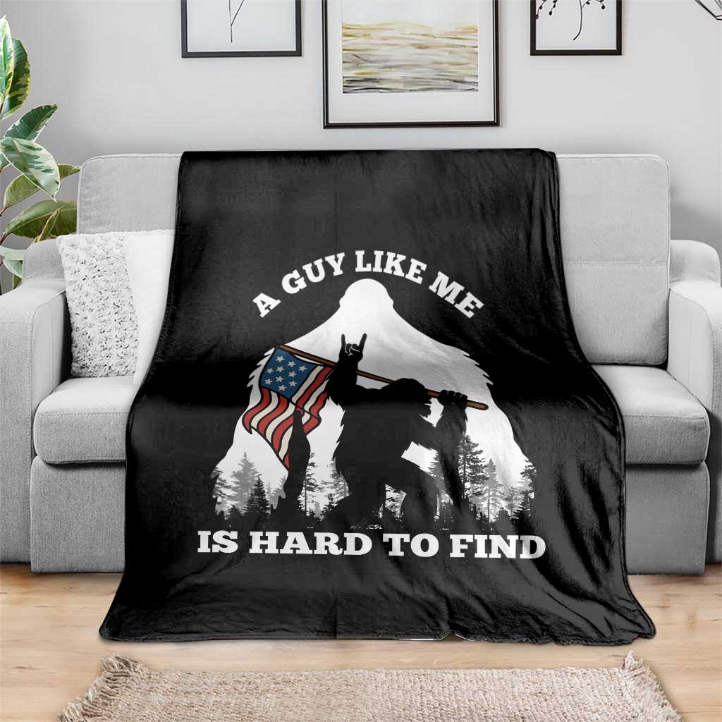 Bigfoot Patriotic American Flag Throw Blanket Funny Sasquatch A Guy Like Me Is Hard To Find TS14 Print Your Wear
