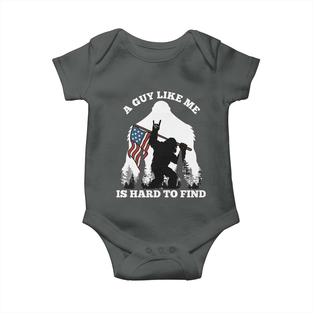 Bigfoot Patriotic American Flag Baby Onesie Funny Sasquatch A Guy Like Me Is Hard To Find TS14 Dark Heather Print Your Wear