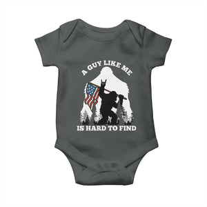 Bigfoot Patriotic American Flag Baby Onesie Funny Sasquatch A Guy Like Me Is Hard To Find TS14 Dark Heather Print Your Wear