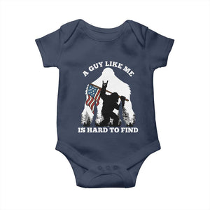 Bigfoot Patriotic American Flag Baby Onesie Funny Sasquatch A Guy Like Me Is Hard To Find TS14 Navy Print Your Wear