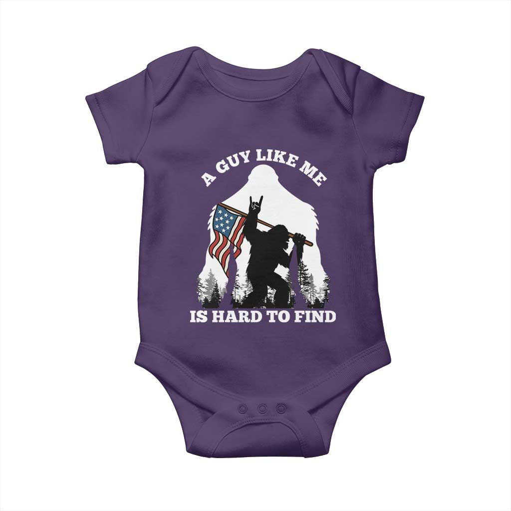 Bigfoot Patriotic American Flag Baby Onesie Funny Sasquatch A Guy Like Me Is Hard To Find TS14 Purple Print Your Wear
