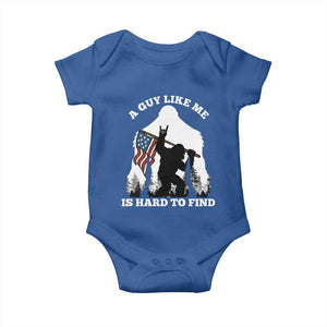 Bigfoot Patriotic American Flag Baby Onesie Funny Sasquatch A Guy Like Me Is Hard To Find TS14 Royal Blue Print Your Wear