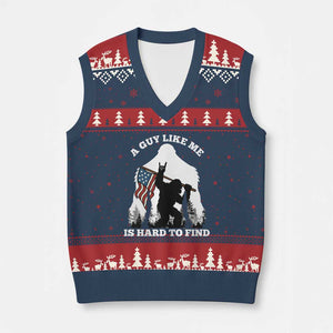 Bigfoot Patriotic American Flag V-Neck Knit Sweater Vest Funny Sasquatch A Guy Like Me Is Hard To Find TS14 Navy Red Print Your Wear