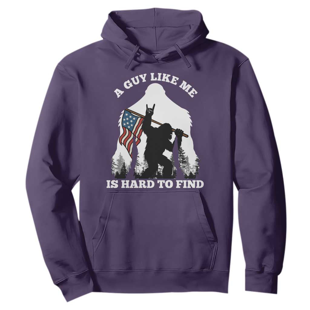 Bigfoot Patriotic American Flag Hoodie Funny Sasquatch A Guy Like Me Is Hard To Find TS14 Purple Print Your Wear