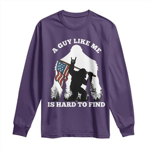 Bigfoot Patriotic American Flag Long Sleeve Shirt Funny Sasquatch A Guy Like Me Is Hard To Find TS14 Purple Print Your Wear