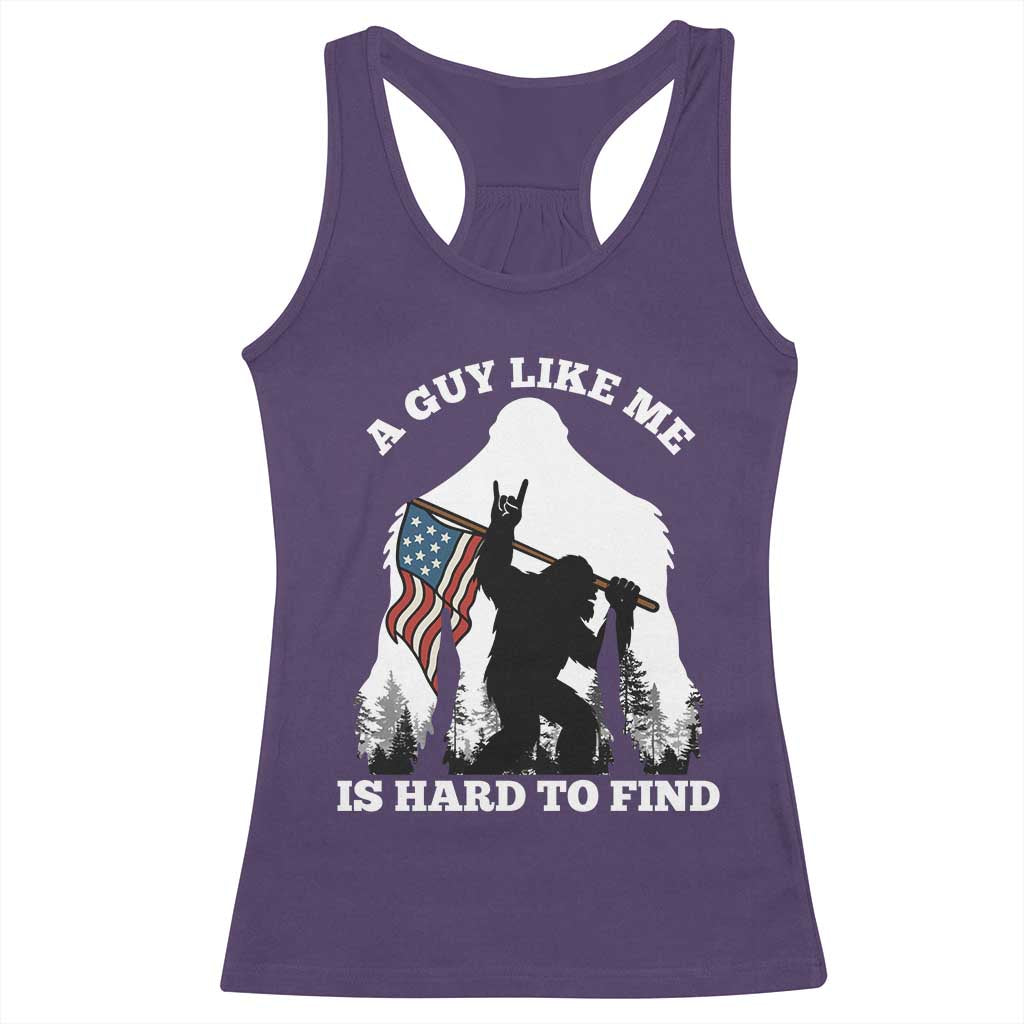 Bigfoot Patriotic American Flag Racerback Tank Top Funny Sasquatch A Guy Like Me Is Hard To Find TS14 Purple Print Your Wear