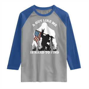 Bigfoot Patriotic American Flag Raglan Shirt Funny Sasquatch A Guy Like Me Is Hard To Find TS14 Sport Gray Royal Print Your Wear