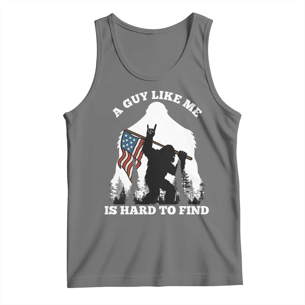 Bigfoot Patriotic American Flag Tank Top Funny Sasquatch A Guy Like Me Is Hard To Find TS14 Black Heather Print Your Wear