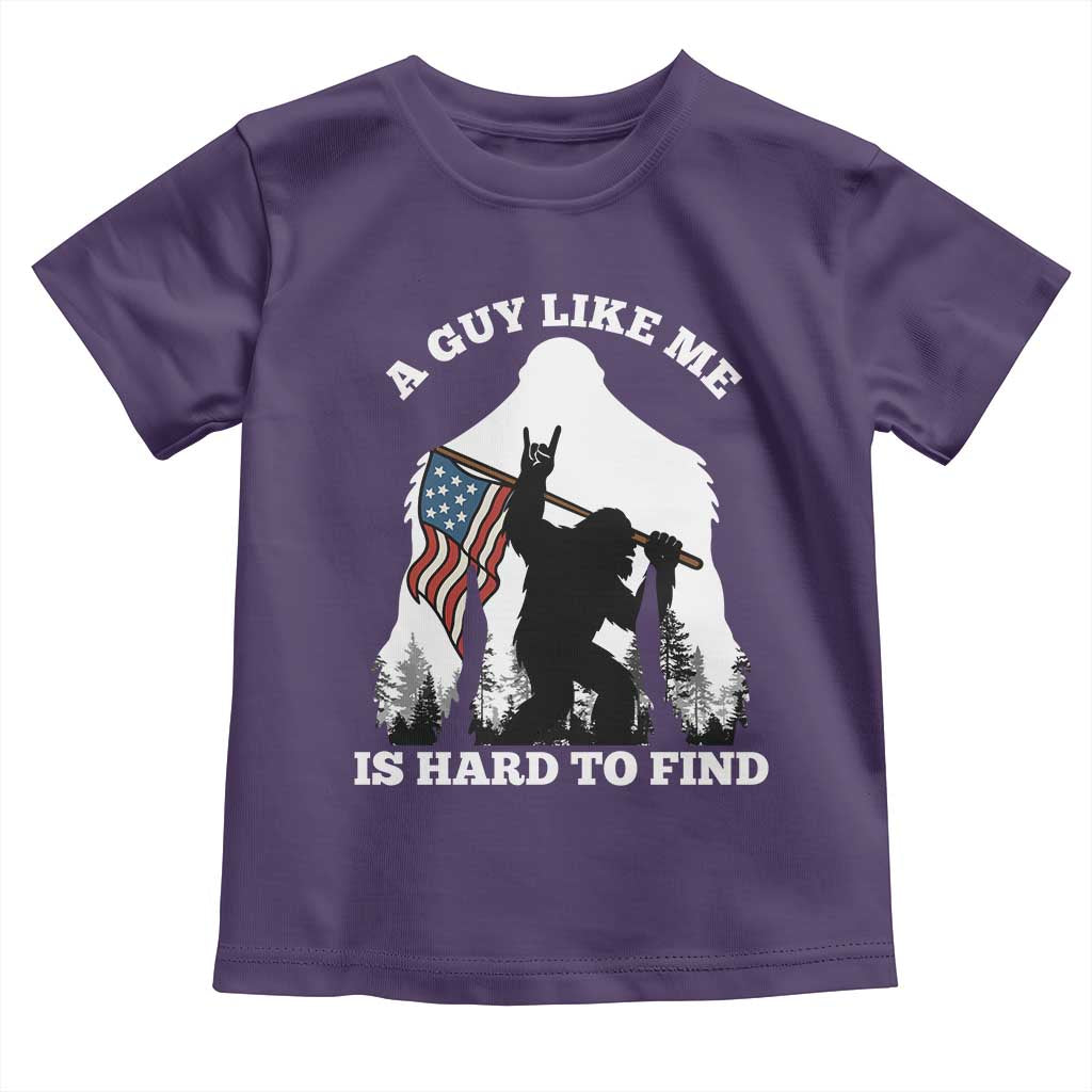 Bigfoot Patriotic American Flag Toddler T Shirt Funny Sasquatch A Guy Like Me Is Hard To Find TS14 Purple Print Your Wear