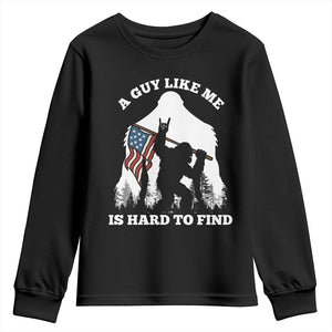Bigfoot Patriotic American Flag Youth Sweatshirt Funny Sasquatch A Guy Like Me Is Hard To Find TS14 Black Print Your Wear