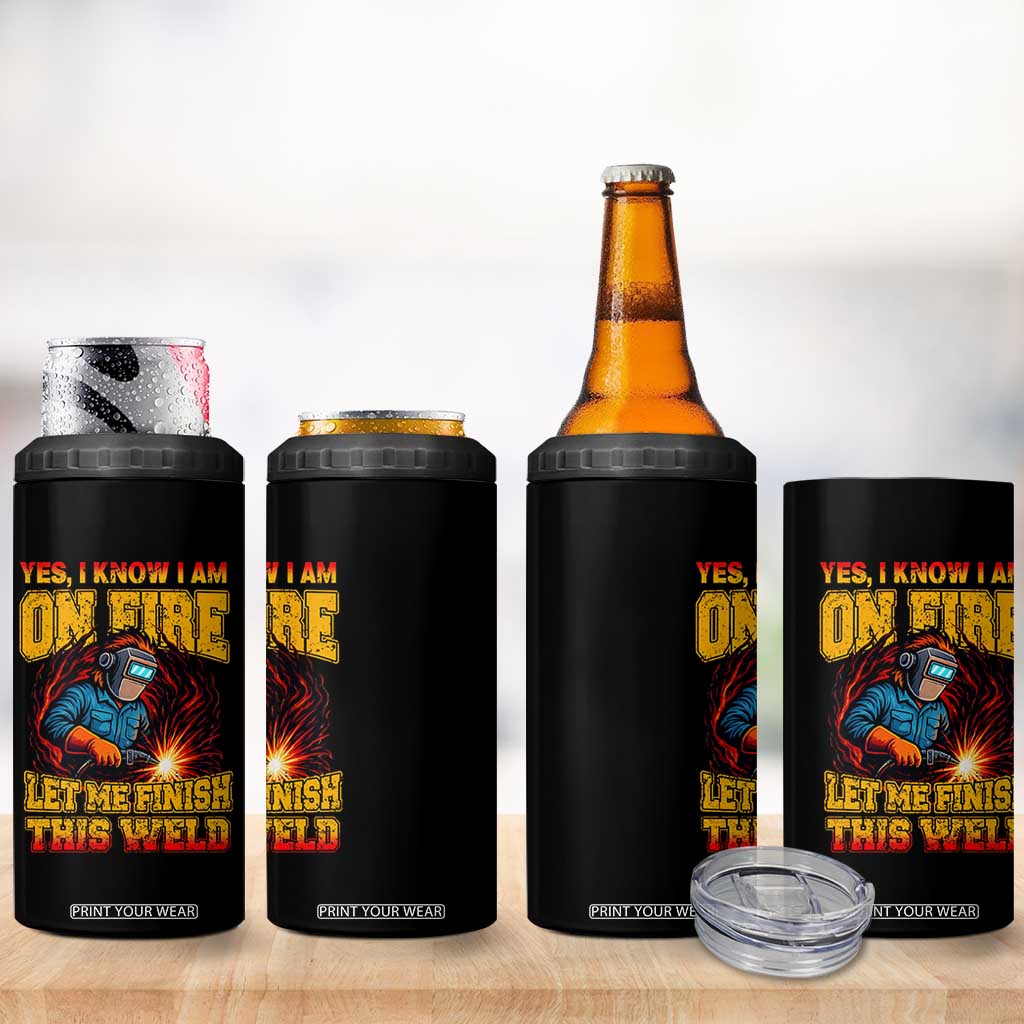 Funny Welding Bigfoot 4 in 1 Can Cooler Tumbler Cryptid Welder Sasquatch TS14 Print Your Wear