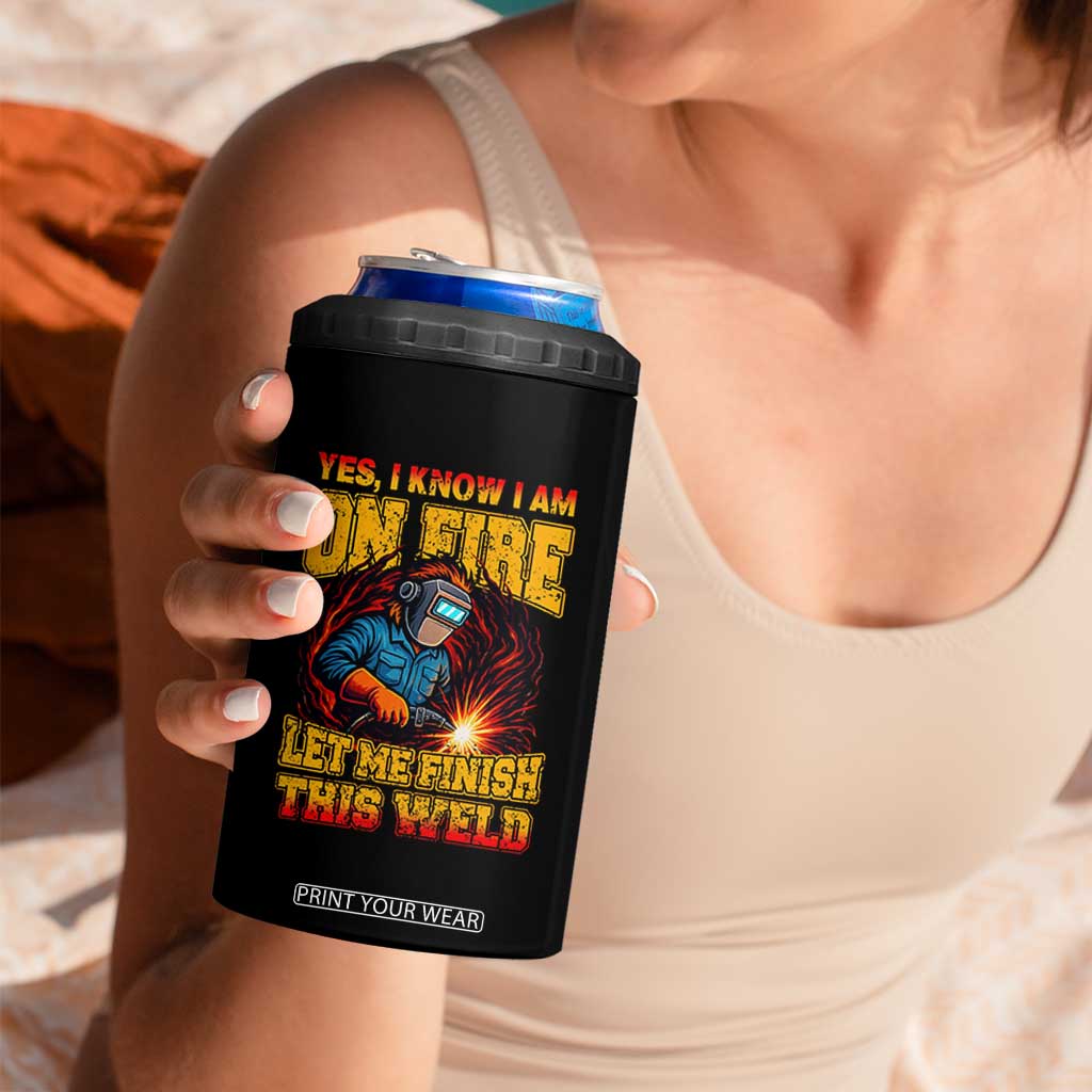 Funny Welding Bigfoot 4 in 1 Can Cooler Tumbler Cryptid Welder Sasquatch TS14 Print Your Wear