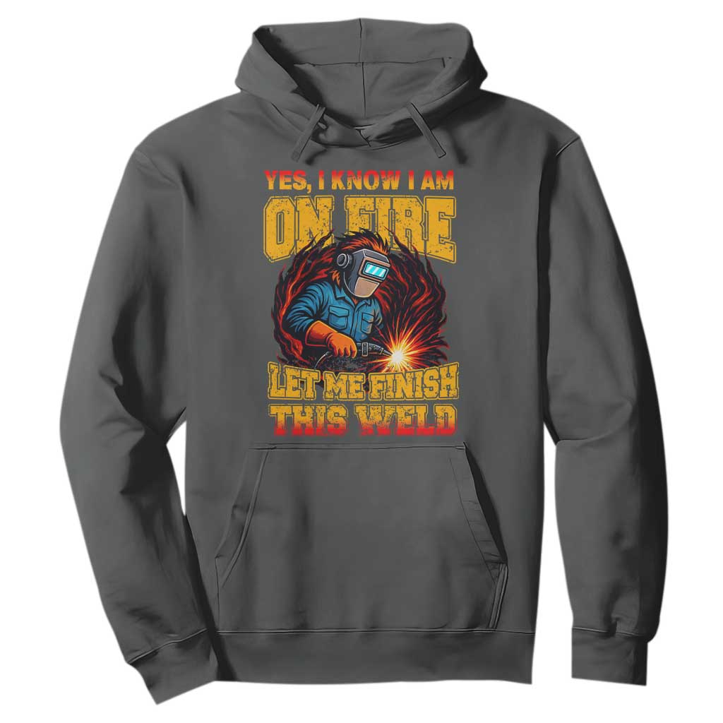 Funny Welding Bigfoot Hoodie Cryptid Welder Sasquatch TS14 Dark Heather Print Your Wear