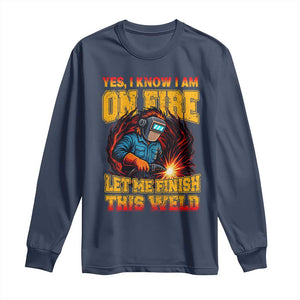 Funny Welding Bigfoot Long Sleeve Shirt Cryptid Welder Sasquatch TS14 Navy Print Your Wear