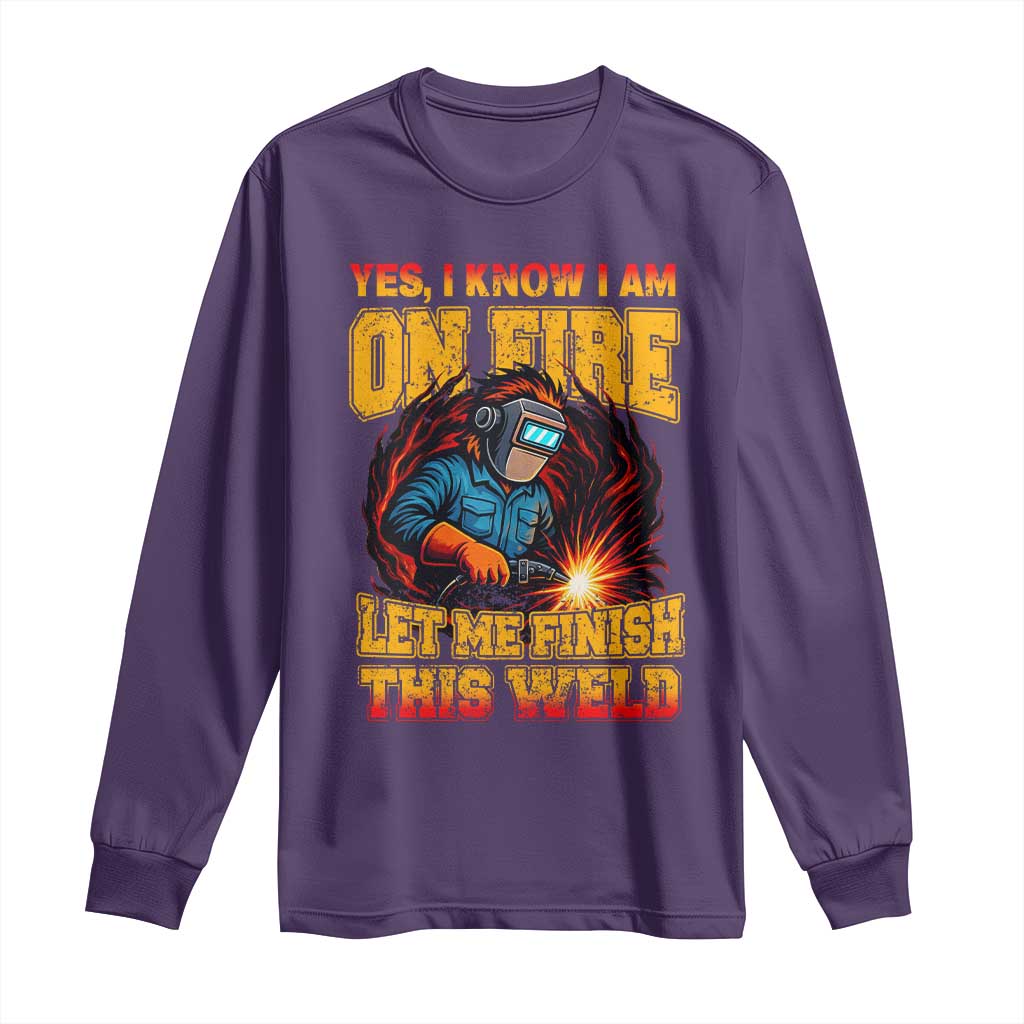 Funny Welding Bigfoot Long Sleeve Shirt Cryptid Welder Sasquatch TS14 Purple Print Your Wear